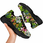 Hawaiian Aloha Tropical Pattern Print Black Chunky Shoes