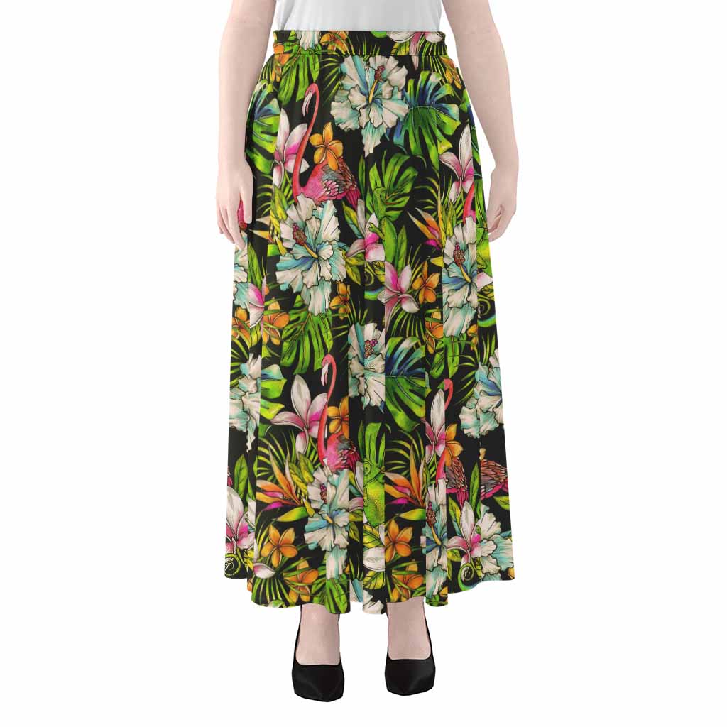 Hawaiian Aloha Tropical Pattern Print Chiffon Maxi Skirt