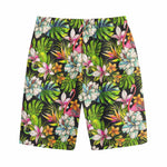 Hawaiian Aloha Tropical Pattern Print Cotton Shorts