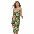 Hawaiian Aloha Tropical Pattern Print Cross Back Cami Dress