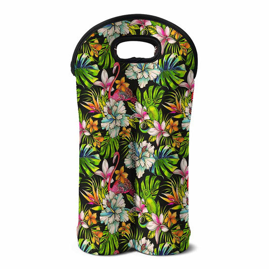 Hawaiian Aloha Tropical Pattern Print Double Neoprene Wine Tote