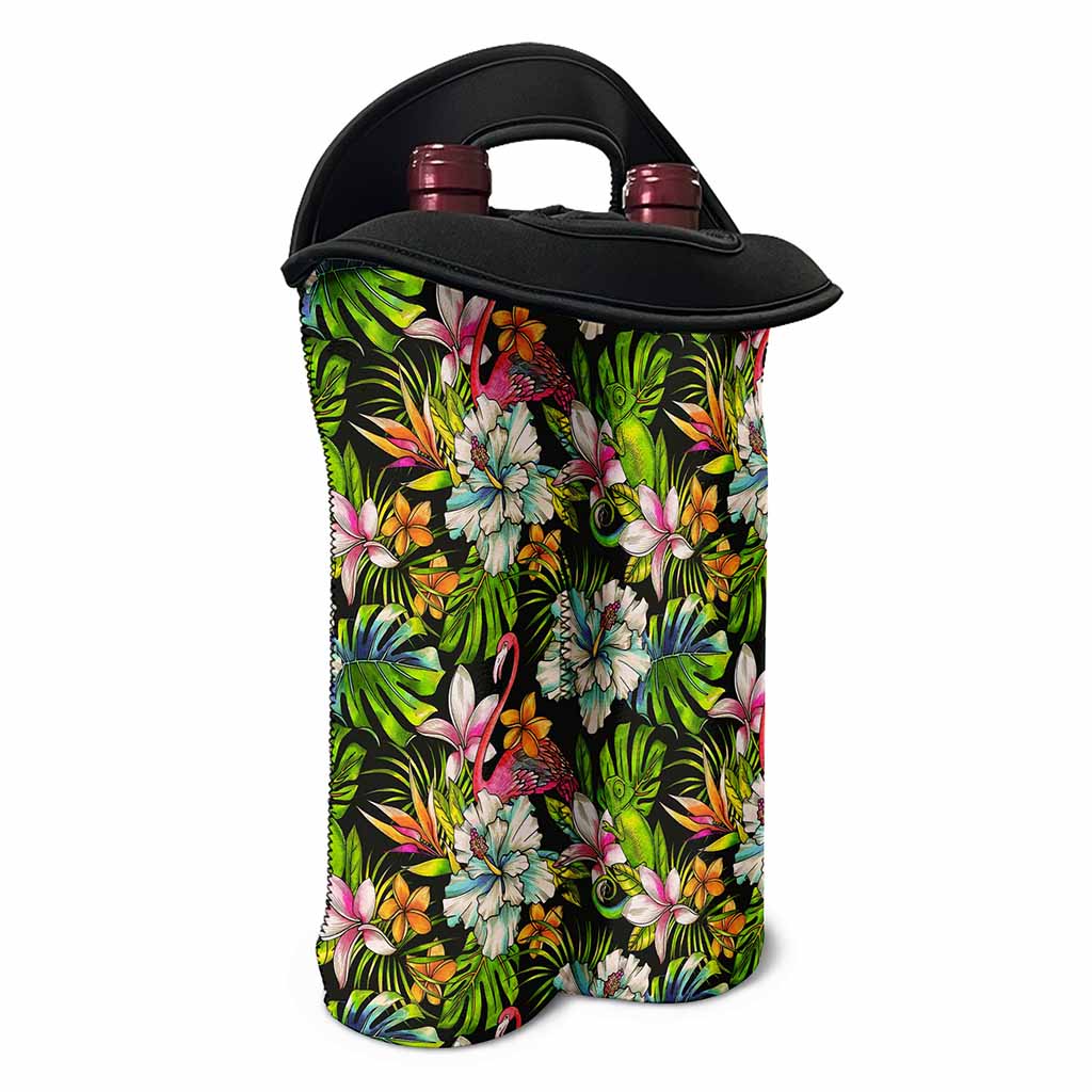 Hawaiian Aloha Tropical Pattern Print Double Neoprene Wine Tote