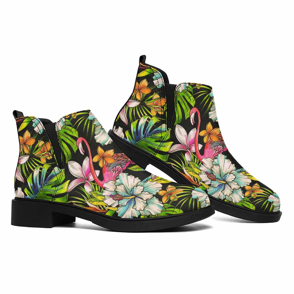 Hawaiian Aloha Tropical Pattern Print Flat Ankle Boots