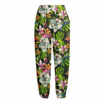 Hawaiian Aloha Tropical Pattern Print Fleece Lined Knit Pants