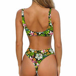 Hawaiian Aloha Tropical Pattern Print Front Bow Tie Bikini