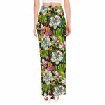 Hawaiian Aloha Tropical Pattern Print High Slit Maxi Skirt