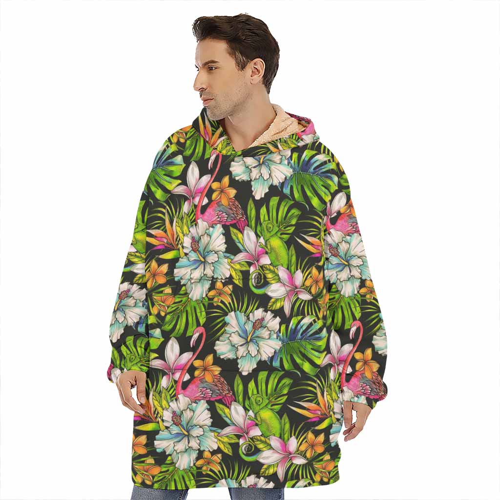 Hawaiian Aloha Tropical Pattern Print Hoodie Blanket
