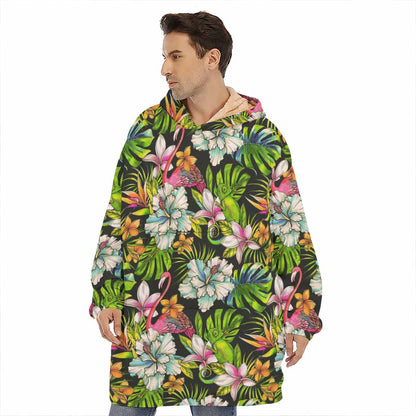 Hawaiian Aloha Tropical Pattern Print Hoodie Blanket