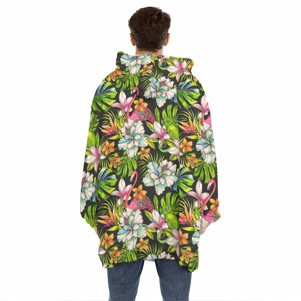 Hawaiian Aloha Tropical Pattern Print Hoodie Blanket