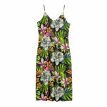 Hawaiian Aloha Tropical Pattern Print Jersey Midi Cami Dress