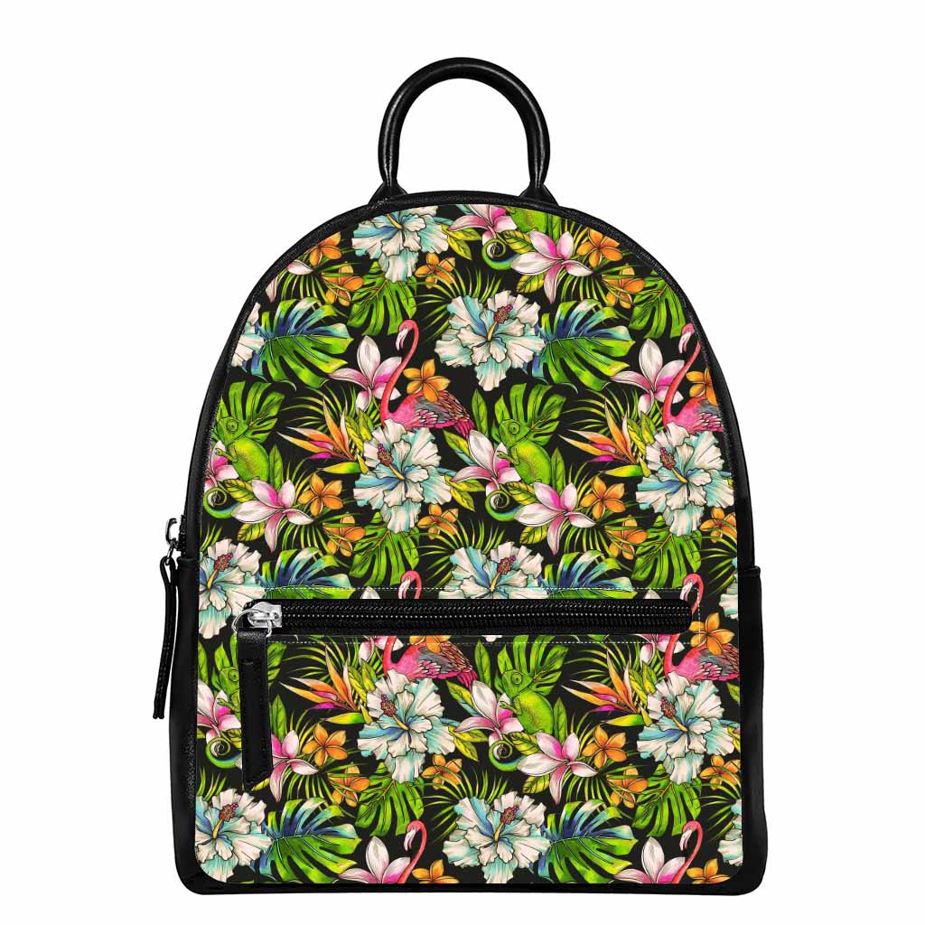 Hawaiian Aloha Tropical Pattern Print Leather Backpack