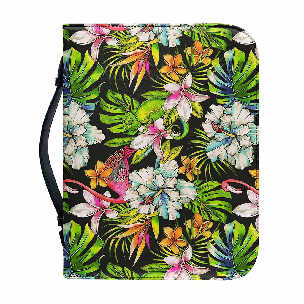 Hawaiian Aloha Tropical Pattern Print Leather Bible Cover