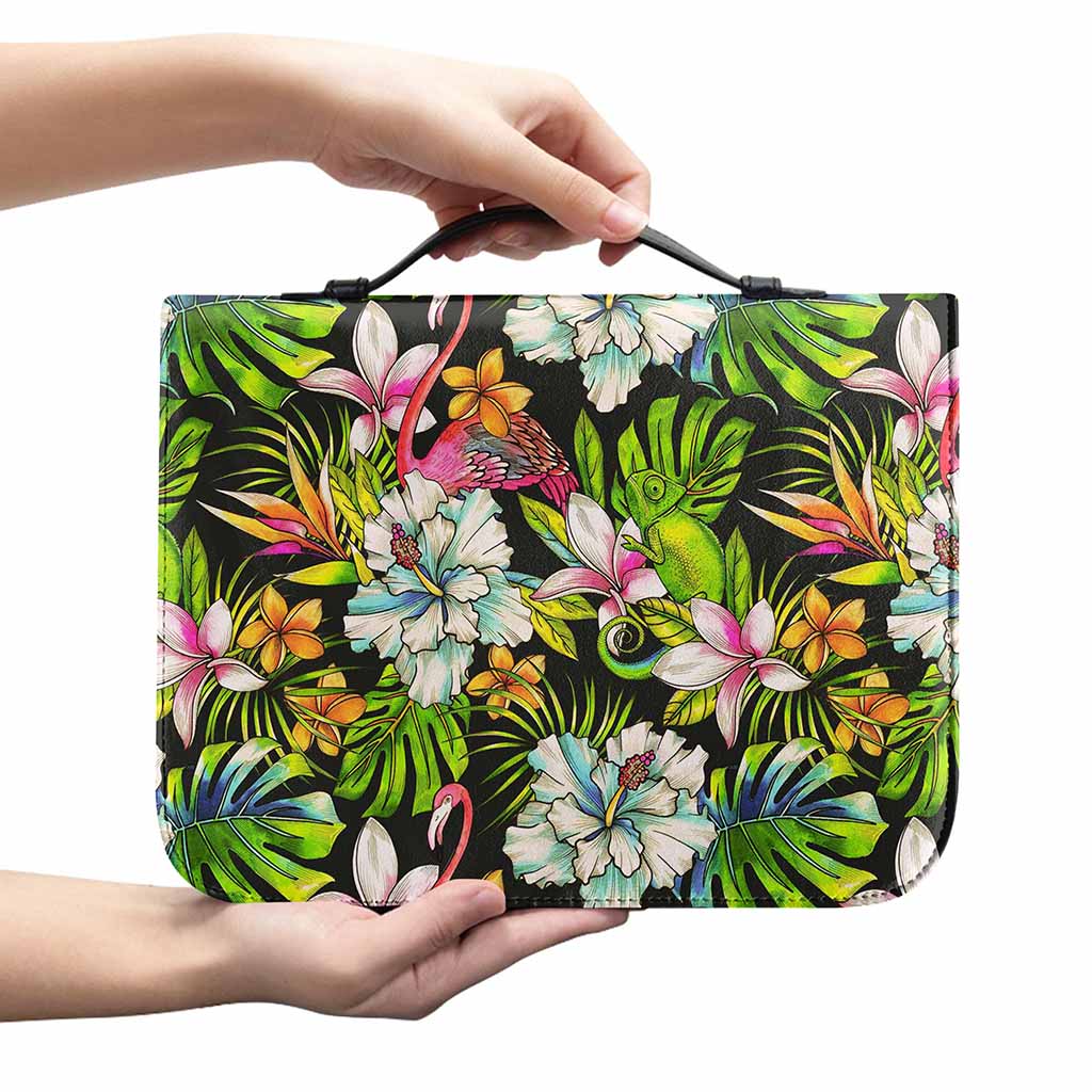 Hawaiian Aloha Tropical Pattern Print Leather Bible Cover