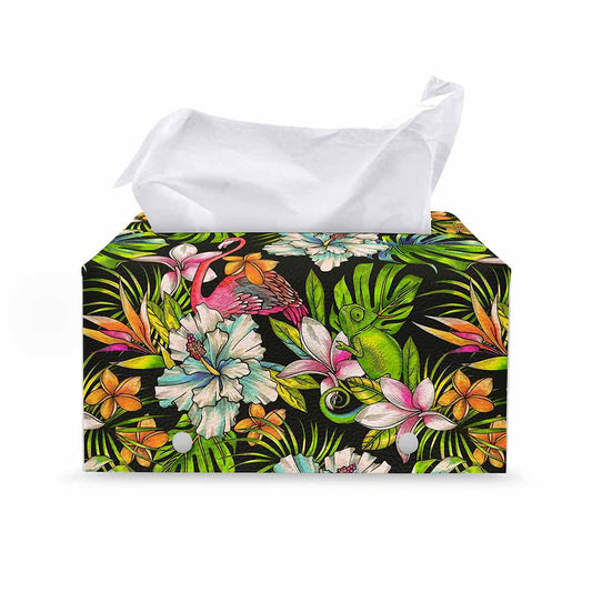 Hawaiian Aloha Tropical Pattern Print Leather Tissue Box Cover