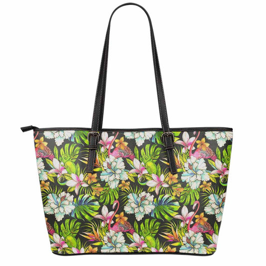 Hawaiian Aloha Tropical Pattern Print Leather Tote Bag
