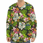 Hawaiian Aloha Tropical Pattern Print Long Sleeve Baseball Jersey