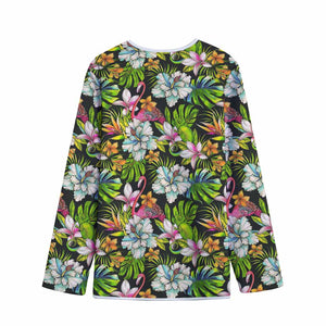 Hawaiian Aloha Tropical Pattern Print Long Sleeve Short Coat