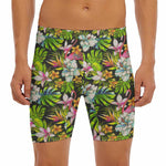 Hawaiian Aloha Tropical Pattern Print Men's Long Boxer Briefs