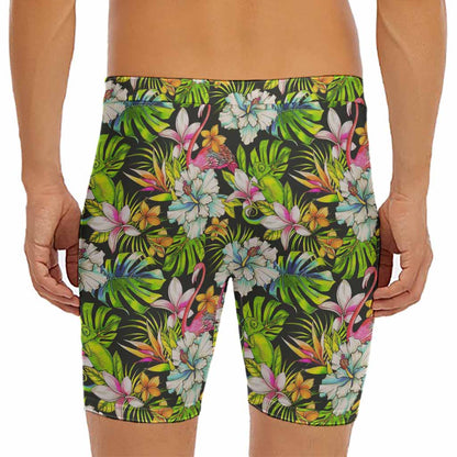 Hawaiian Aloha Tropical Pattern Print Men's Long Boxer Briefs
