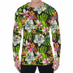 Hawaiian Aloha Tropical Pattern Print Men's Long Sleeve T-Shirt