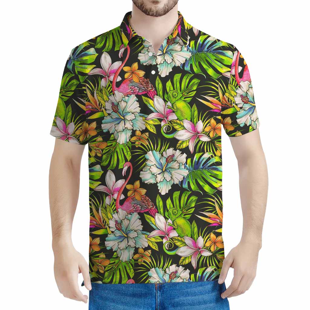 Hawaiian Aloha Tropical Pattern Print Men's Polo Shirt