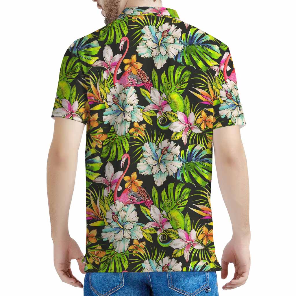 Hawaiian Aloha Tropical Pattern Print Men's Polo Shirt