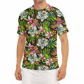 Hawaiian Aloha Tropical Pattern Print Men's Short Sleeve Rash Guard