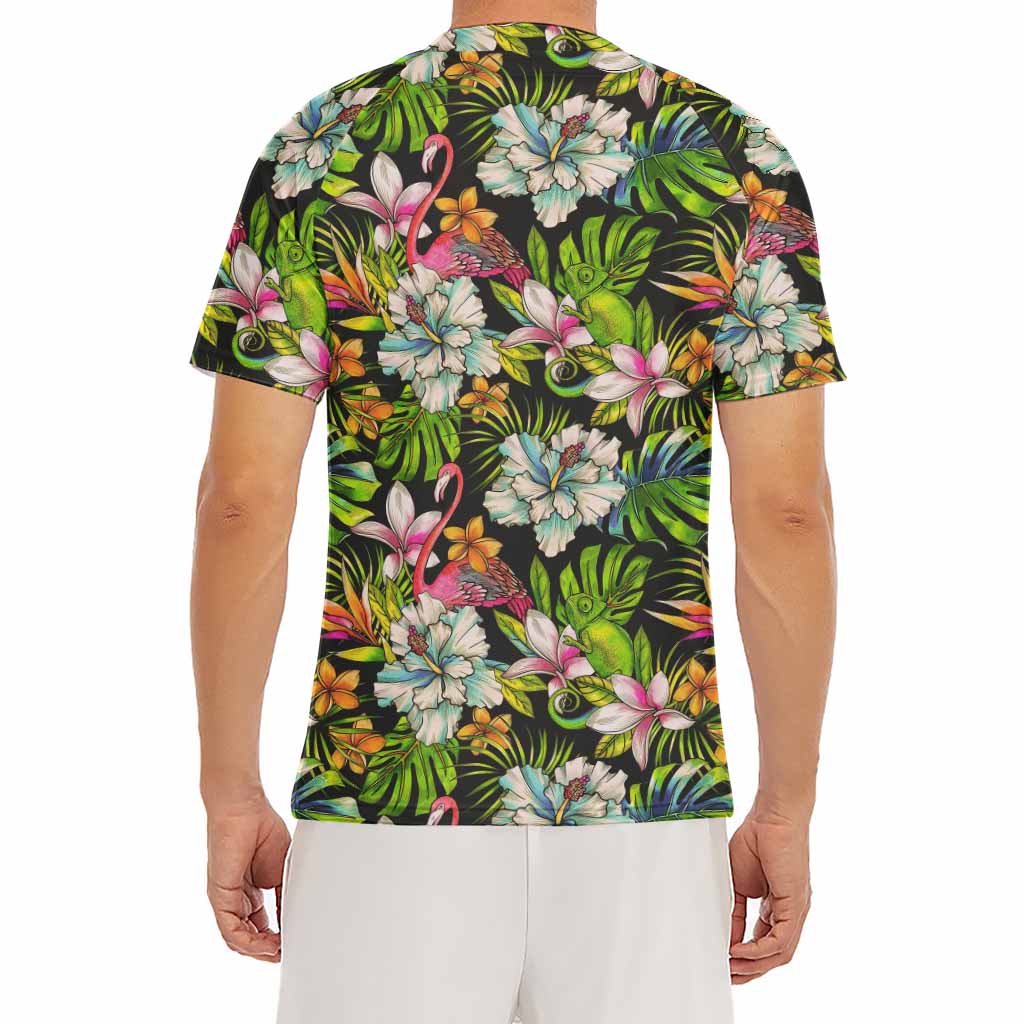 Hawaiian Aloha Tropical Pattern Print Men's Short Sleeve Rash Guard