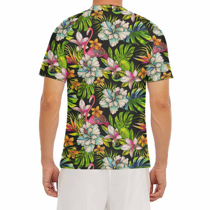 Hawaiian Aloha Tropical Pattern Print Men's Short Sleeve Rash Guard