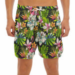 Hawaiian Aloha Tropical Pattern Print Men's Split Running Shorts