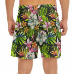 Hawaiian Aloha Tropical Pattern Print Men's Split Running Shorts