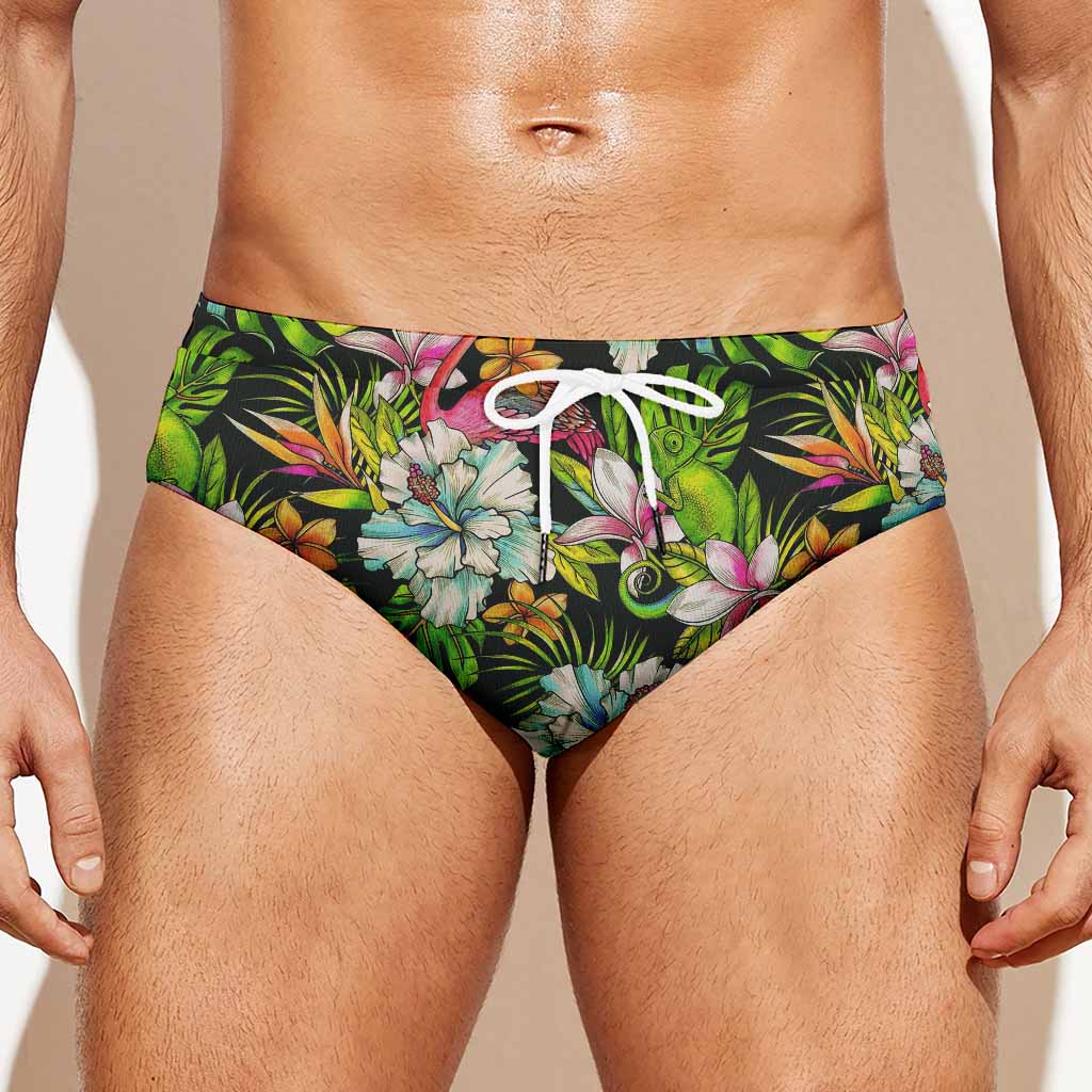 Hawaiian Aloha Tropical Pattern Print Men's Swim Briefs