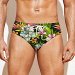 Hawaiian Aloha Tropical Pattern Print Men's Swim Briefs