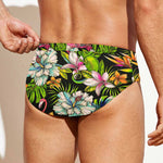 Hawaiian Aloha Tropical Pattern Print Men's Swim Briefs