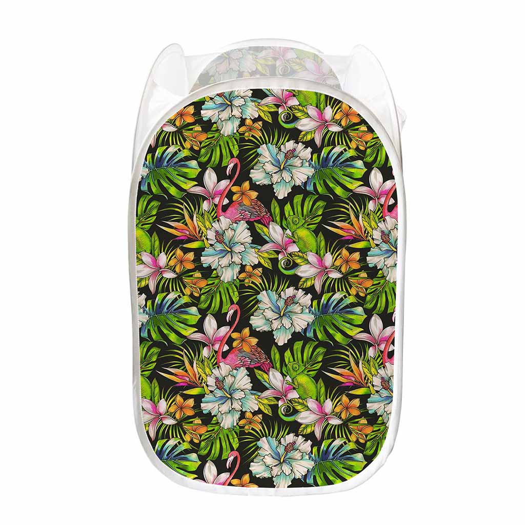 Hawaiian Aloha Tropical Pattern Print Mesh Laundry Hamper