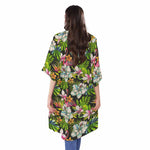 Hawaiian Aloha Tropical Pattern Print Open Front Beach Cover Up