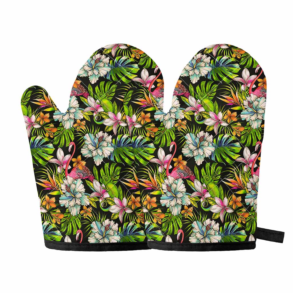 Hawaiian Aloha Tropical Pattern Print Oven Mitts