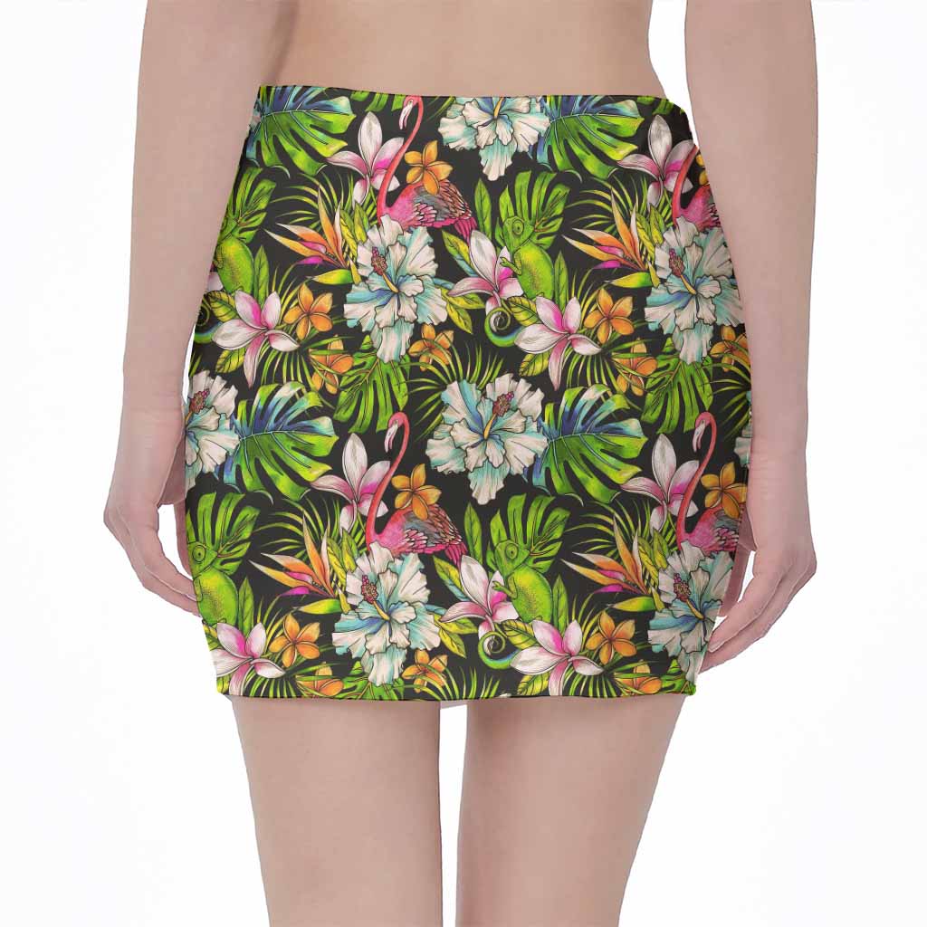 Hawaiian Aloha Tropical Pattern Print Pencil Mini Skirt