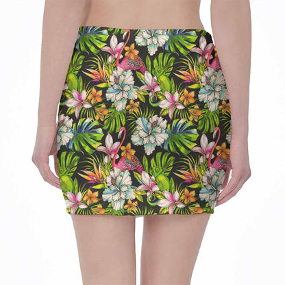 Hawaiian Aloha Tropical Pattern Print Pencil Mini Skirt