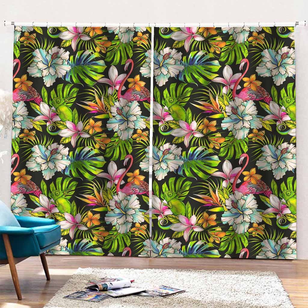 Hawaiian Aloha Tropical Pattern Print Pencil Pleat Curtains