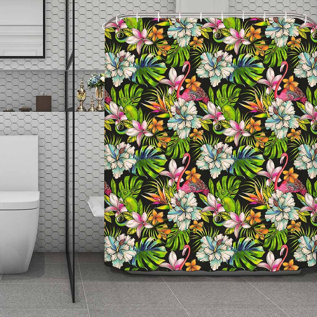 Hawaiian Aloha Tropical Pattern Print Polyester Shower Curtain