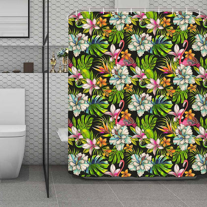 Hawaiian Aloha Tropical Pattern Print Polyester Shower Curtain