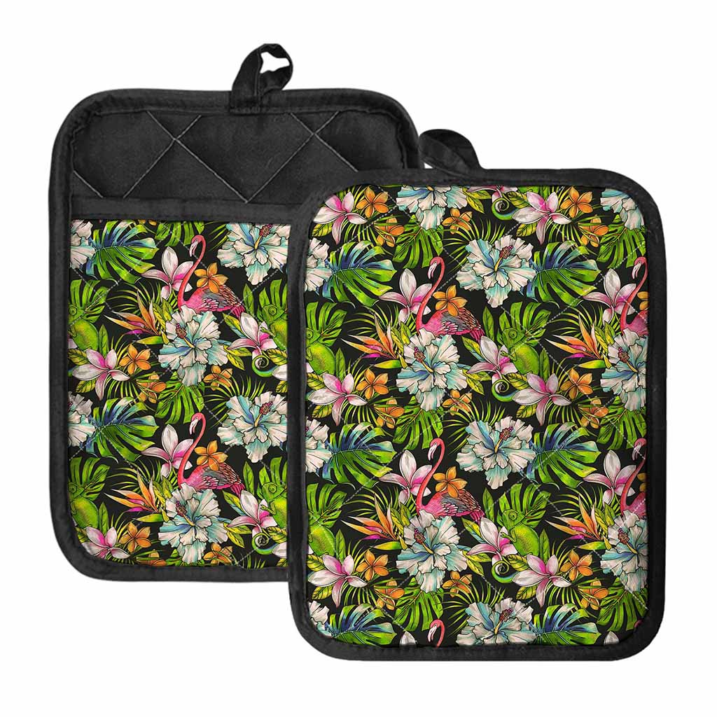 Hawaiian Aloha Tropical Pattern Print Pot Holders With Pocket