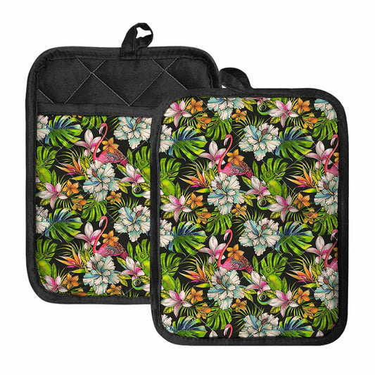 Hawaiian Aloha Tropical Pattern Print Pot Holders With Pocket