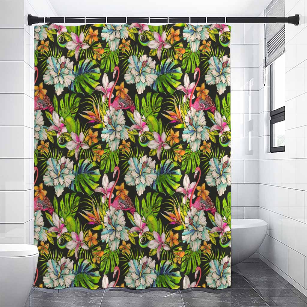 Hawaiian Aloha Tropical Pattern Print Premium Shower Curtain