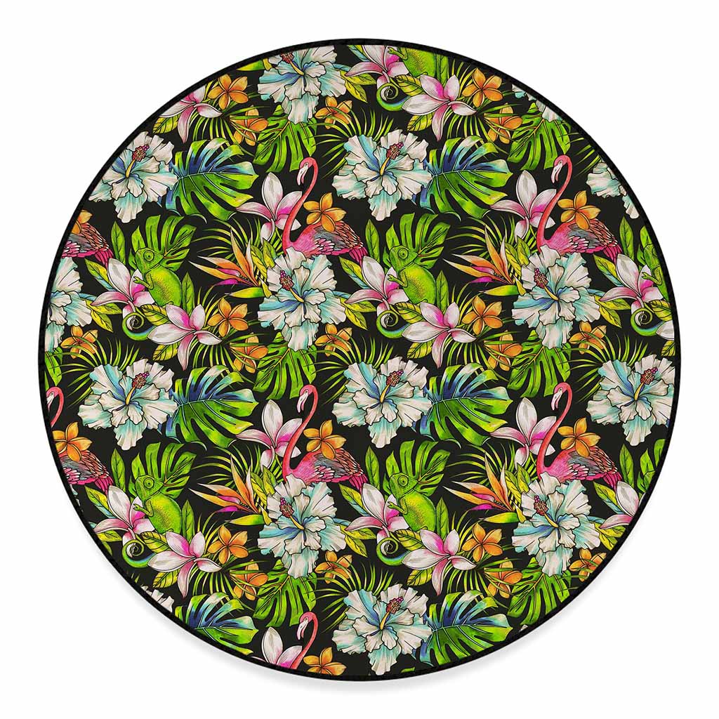 Hawaiian Aloha Tropical Pattern Print Round Floor Mat