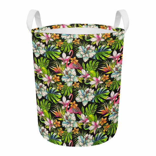 Hawaiian Aloha Tropical Pattern Print Round Laundry Basket