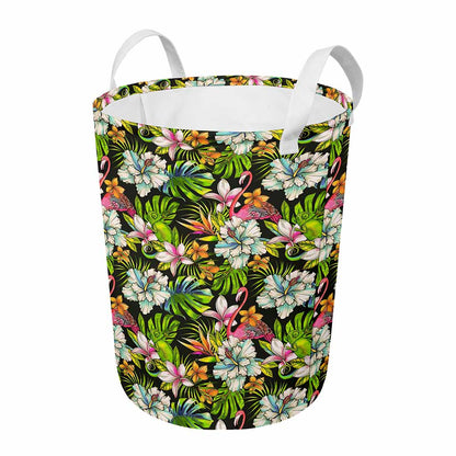 Hawaiian Aloha Tropical Pattern Print Round Laundry Basket