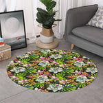 Hawaiian Aloha Tropical Pattern Print Round Rug