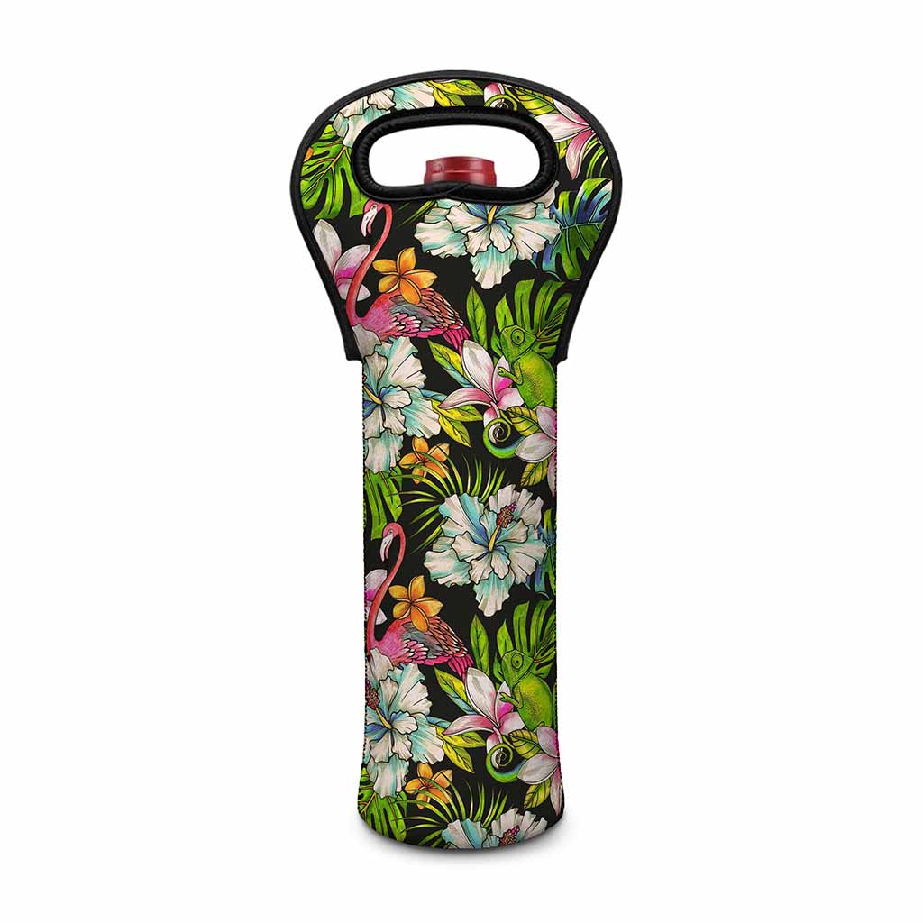 Hawaiian Aloha Tropical Pattern Print Single Neoprene Wine Tote